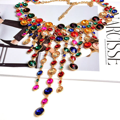 European Style Tassel Necklace with Diamonds