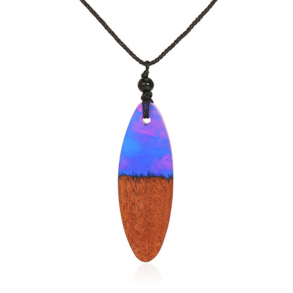 Resin & Wood Pendant Necklace