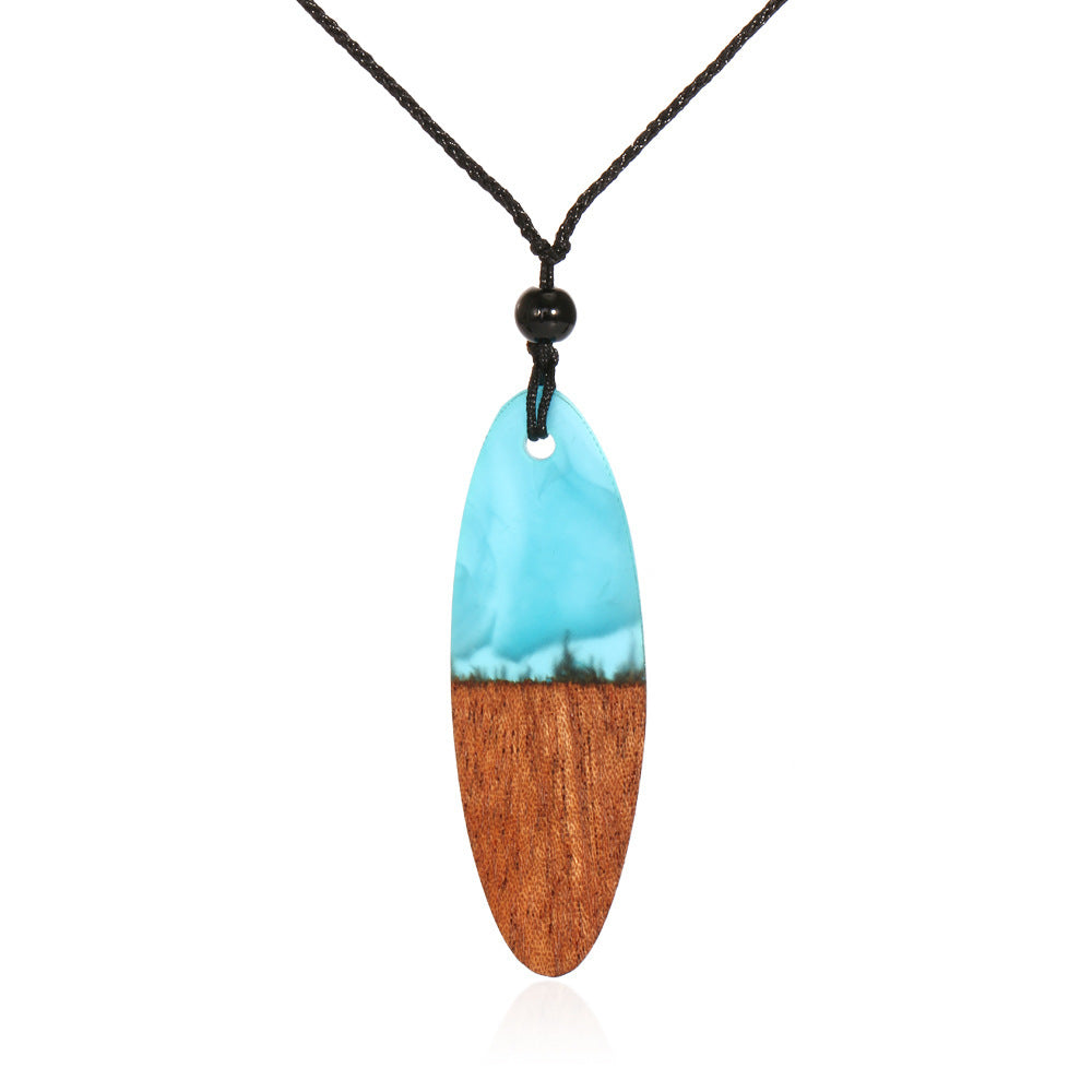Resin & Wood Pendant Necklace