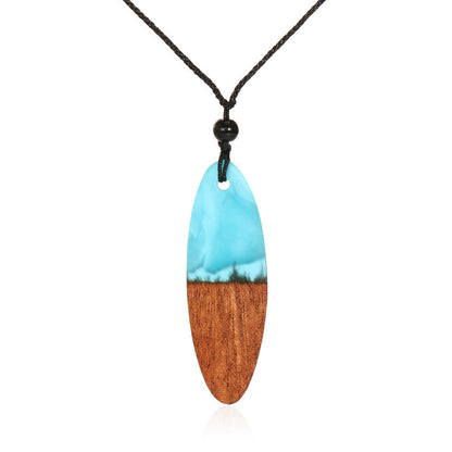 Resin & Wood Pendant Necklace