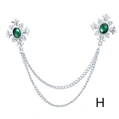 Rhinestone Cross Fringed Collar Chain Brooch