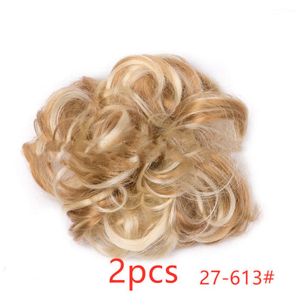Fluffy Drawstring Curly Hair Bun Hair Set