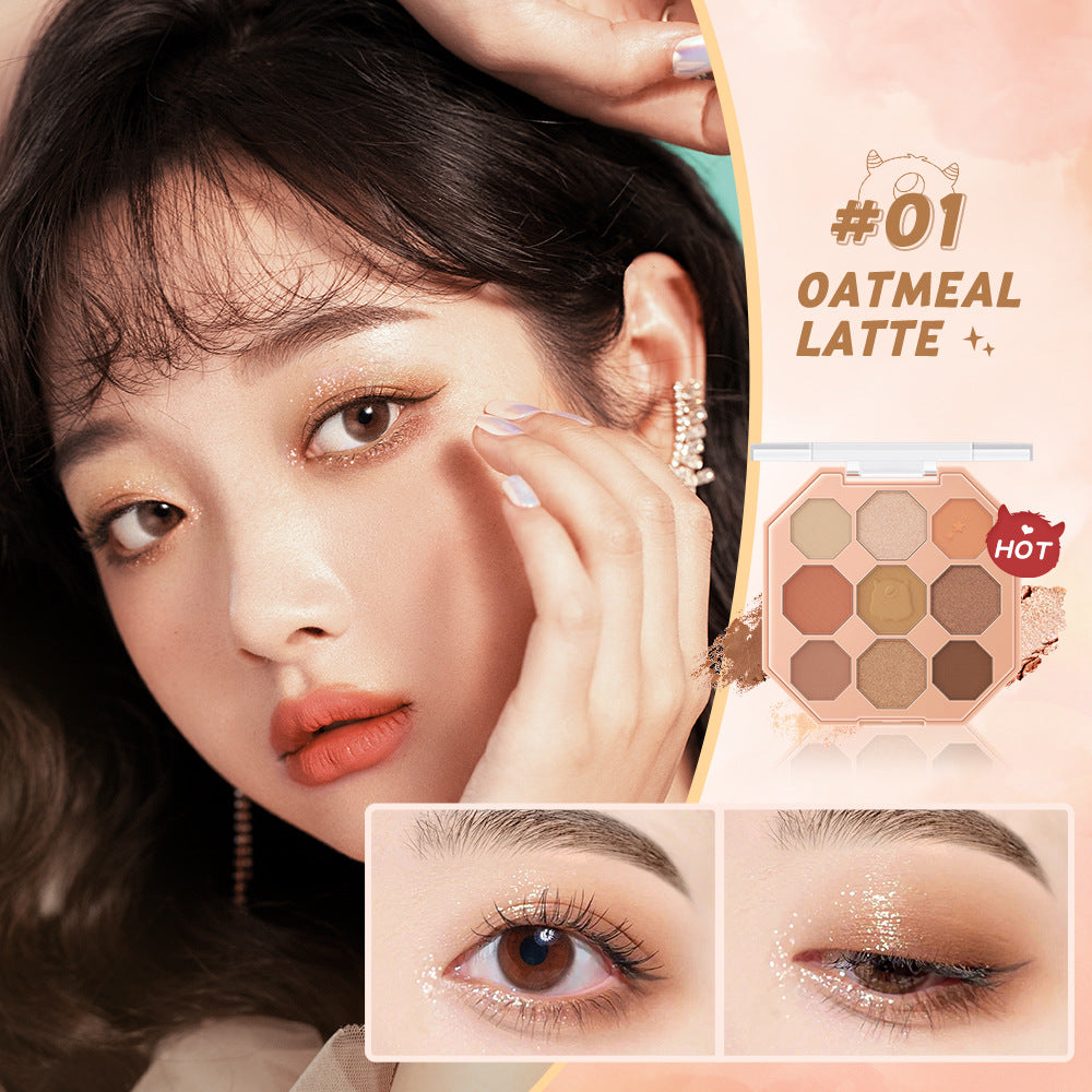 BANXEER Colored Star Shining Beast Nine Color Eye Shadow Disk Lasting Shining Clear Fine Non Flying Powder BM10