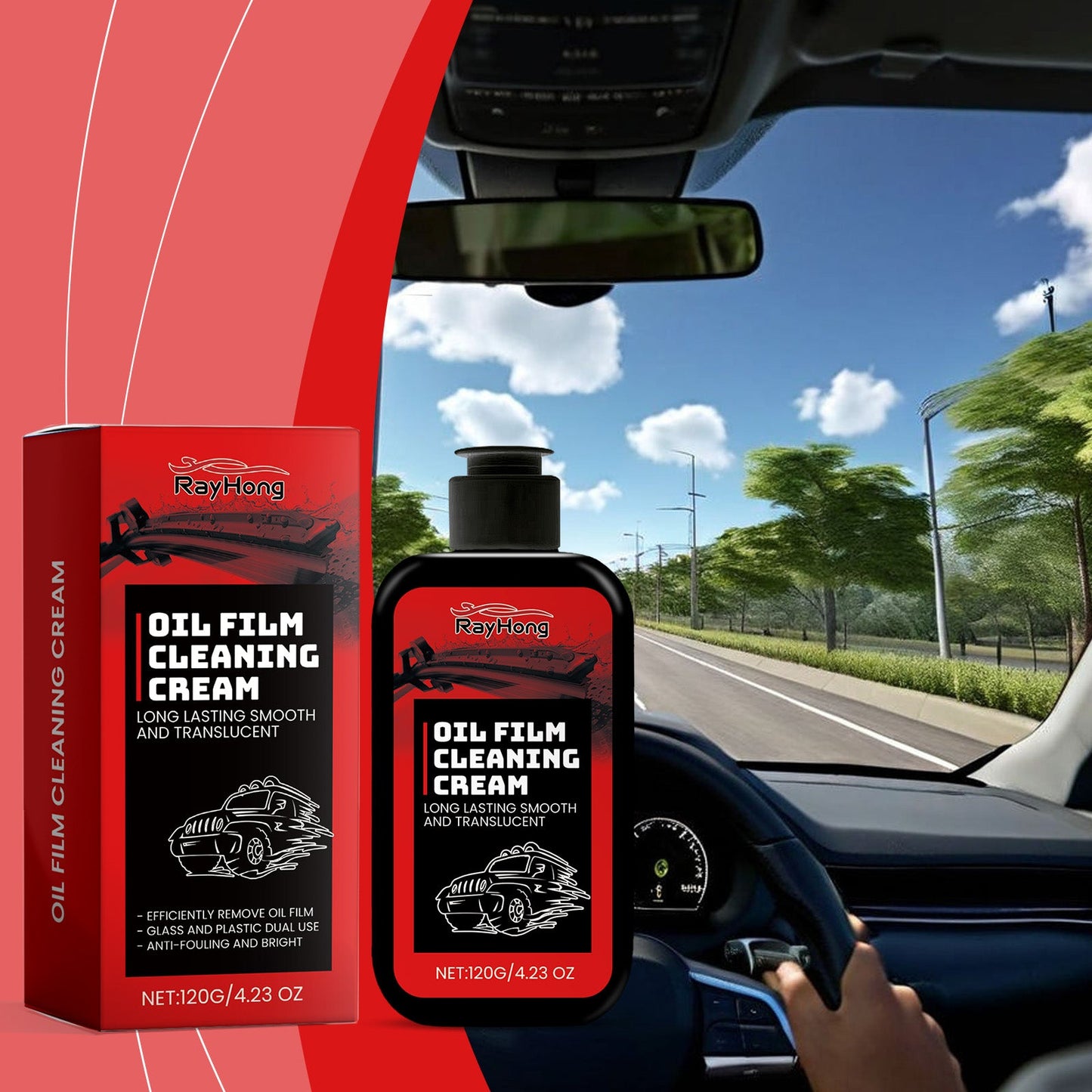Automotive Glass Oil Film Cleaning Cream, Effectively Clean Glass Stains And Oil Stains Clear Vision