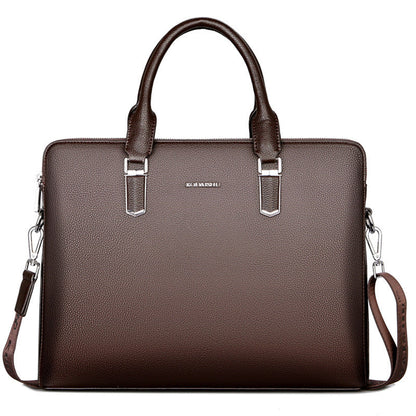 Men's Double Pull Leather Business Bag