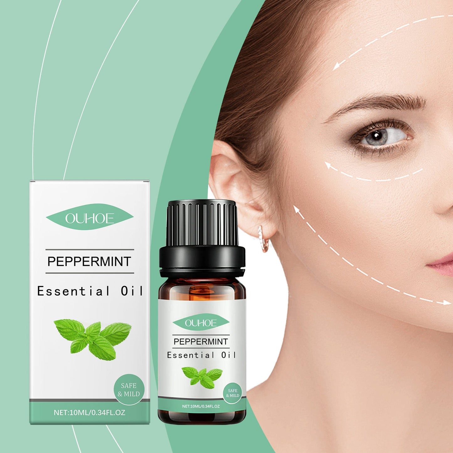 Mint Skin Care Essential Oil, Living Room Office Mint Fragrance Body Soothing Long-Lasting Moisture Lock To Enhance Skin