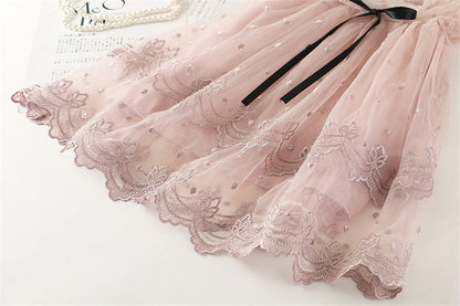 3-8 years kids gown lace casual dress