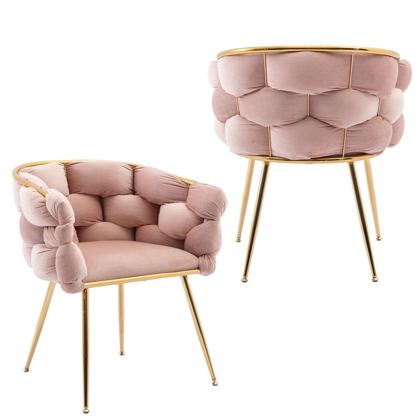 Luxury modern simple leisure velvet single sofa chair bedroom stool manicure table back chair pink set of 2