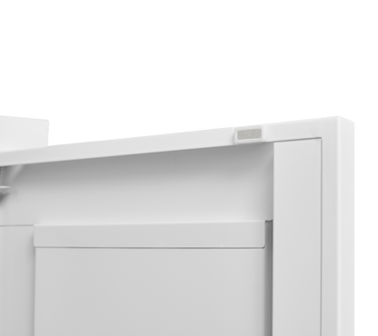 White metal kitchen storage cabinet, kitchen pantry storage cabinet with door and shelf, adjustable leveling feet
