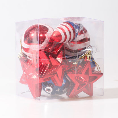 Christmas Ball Independence Day Decoration Hanging Ball Christmas Tree Decoration Prop American Plastic Ball Set