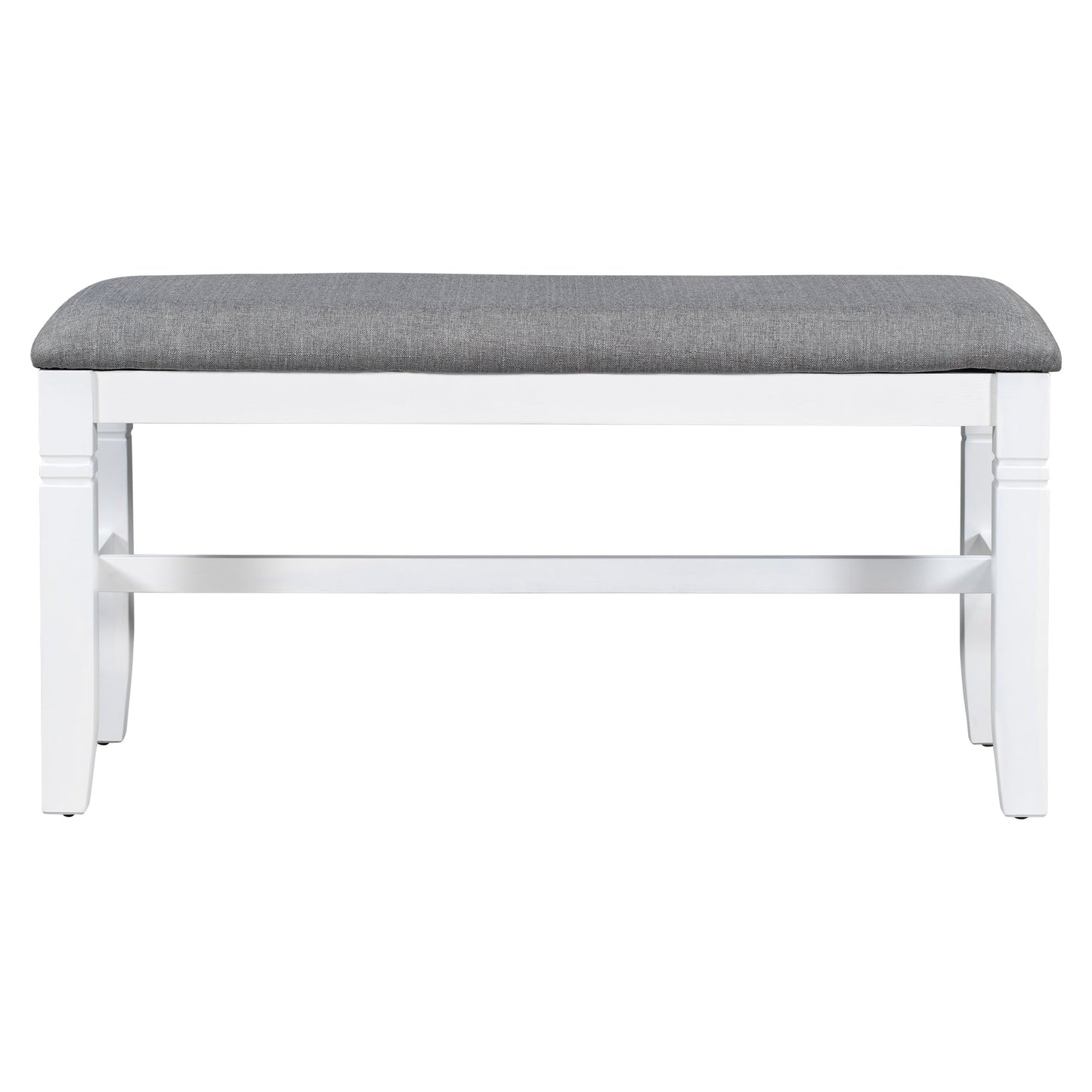 TOPMAX 6-Piece Wood Dining Table Set Kitchen Table Set with Upholstered Bench and 4 Dining Chairs, Farmhouse Style Gray+White
