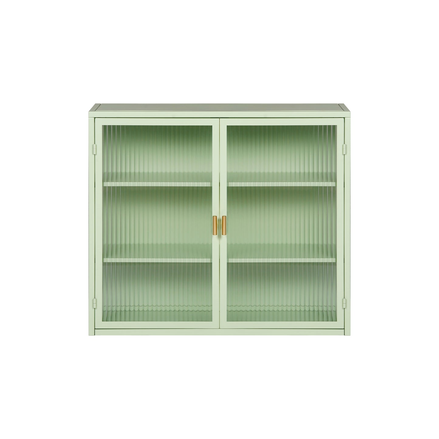 27.56"Glass Doors Modern Two-door Wall Cabinet with Featuring Three-tier Storage Mint Green