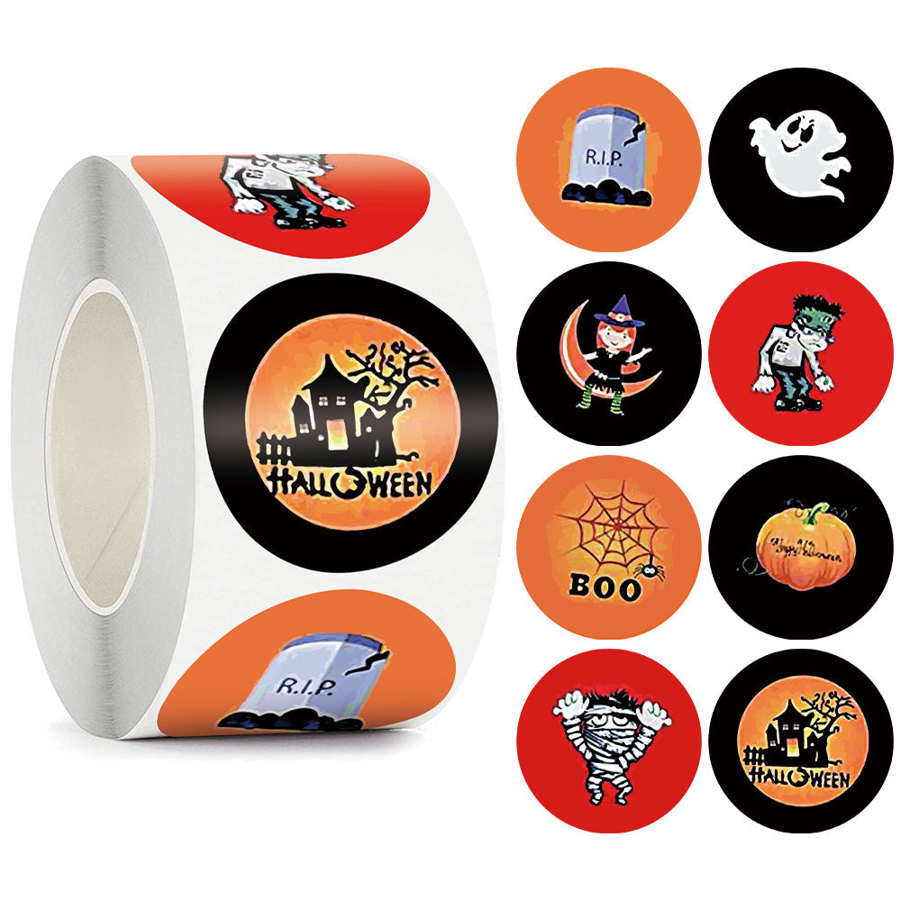 500 Rolls Happy Halloween Children's Toy Animals Thanks Decoration Sticker Label