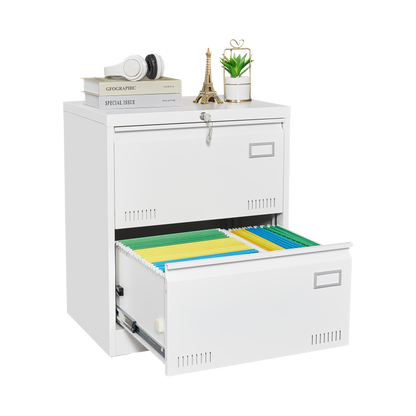Horizontal file cabinet, 2 drawers, white file cabinet with lock, metal file cabinet with lock, 3 drawers, legal office cabinet