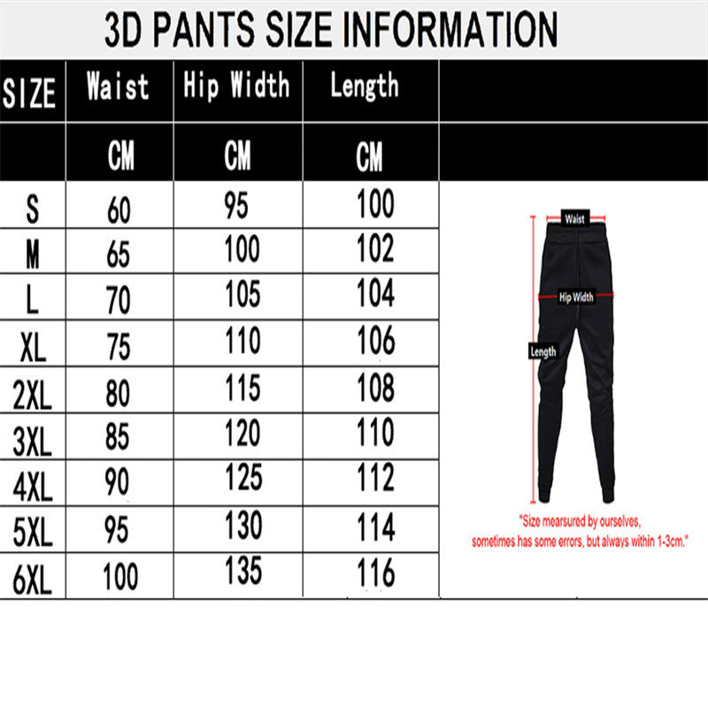 European American 3D Digital Printing Loose Couple Pants