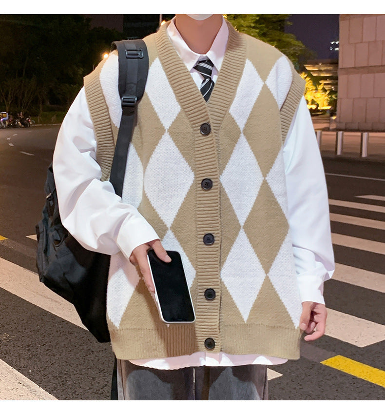 Autumn Winter Men's V-neck Woolen Sweater Vest