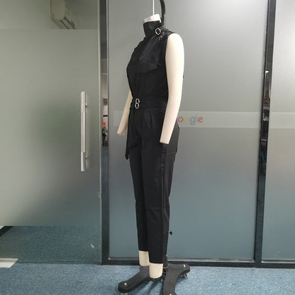 Shoulder Slimming Waist-slimming Belt Decoration Blouse And Pants