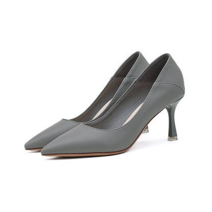 Soft Leather Nude Pointed Toe High Heels