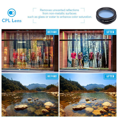 APEXEL Phone Lens Kit Universal 10 In 1 Fisheye Wide Angle Macro Lens CPL Filter Kaleidoscope 2X Telescope Lens For Smartphone