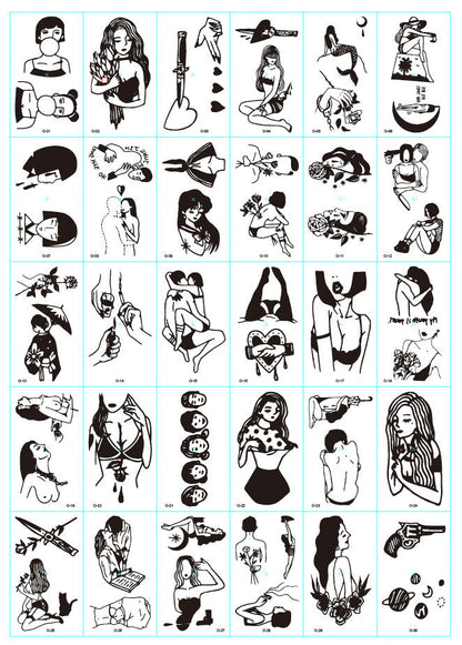 A set of 30 tattoo stickers