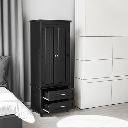 Tall Storage Cabinet with Two Drawers for Bathroom/Office, Black