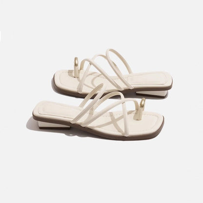 Summer New Versatile Fairy Style Toe Covering Casual Slippers