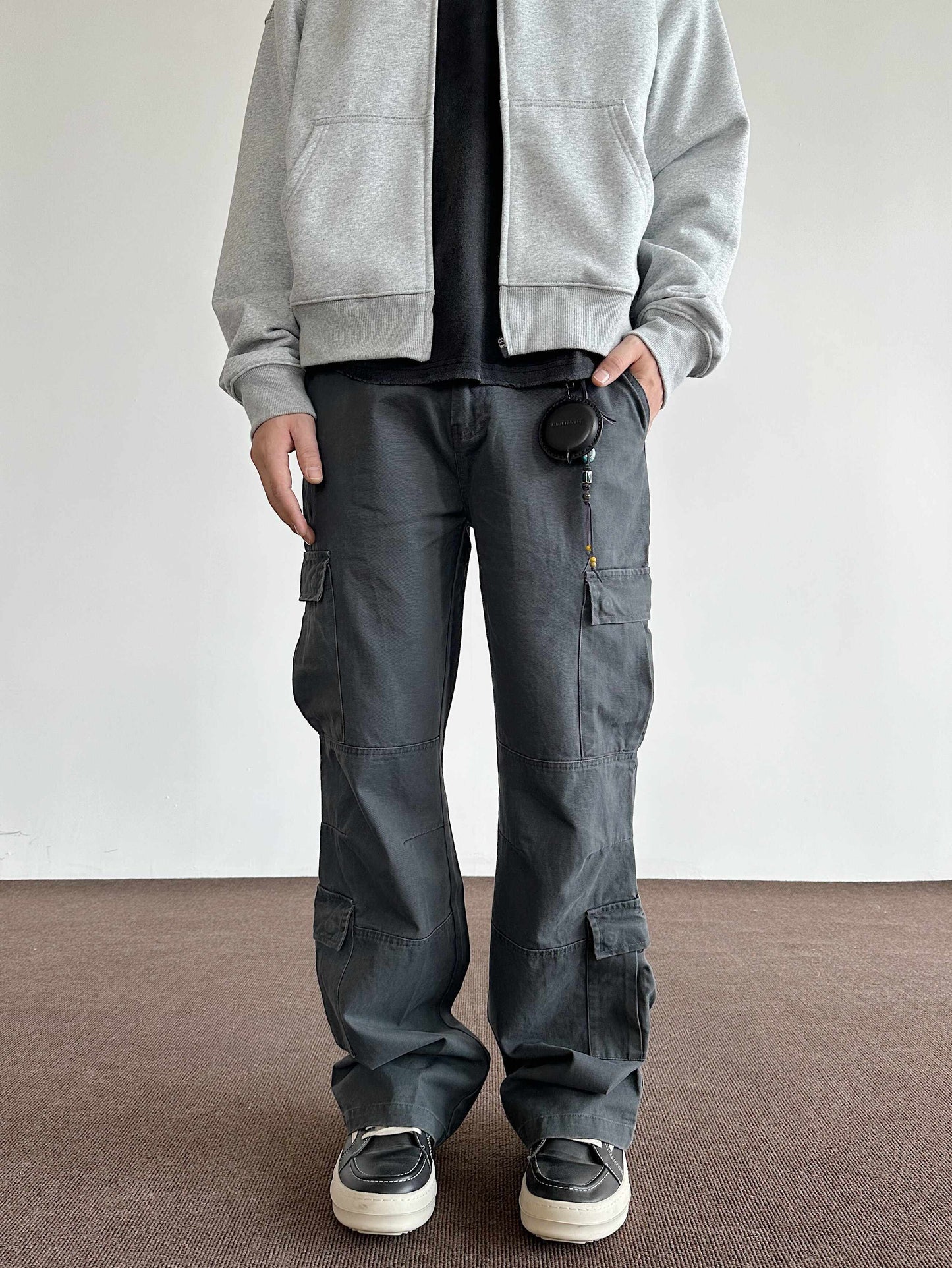 Retro Brushed Distressed Loose Straight Cargo Pants