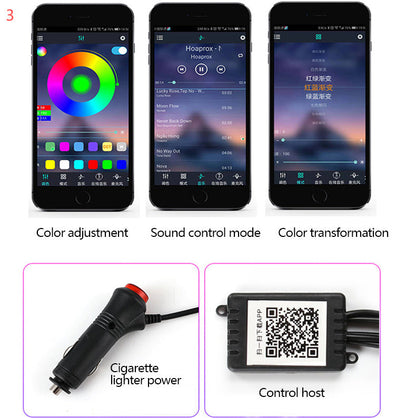 Car Fiber Optic Ambient APP Rhythm Light
