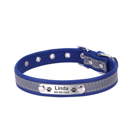 Reflective Lettering Collar Small And Medium Dog Collar Microfiber Soft Cat Collar