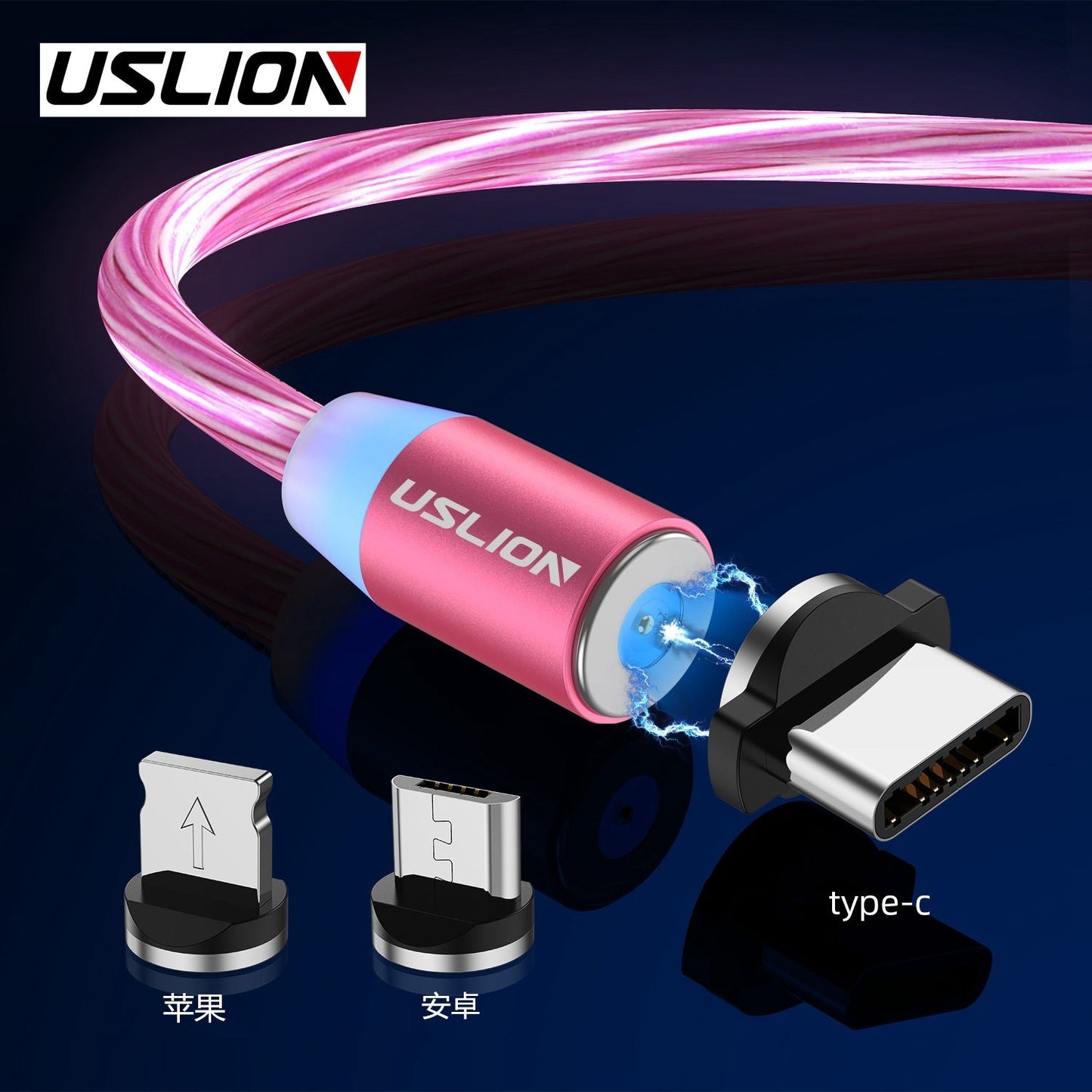 LED Magnetic USB Cable Type-C Micro Fast Charging