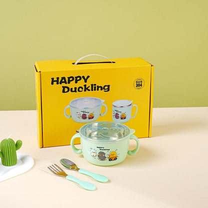 304 stainless steel children's tableware set cute baby food bowl stainless steel tableware children's water cup