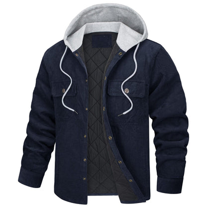 Corduroy Hooded Long Sleeve Cotton