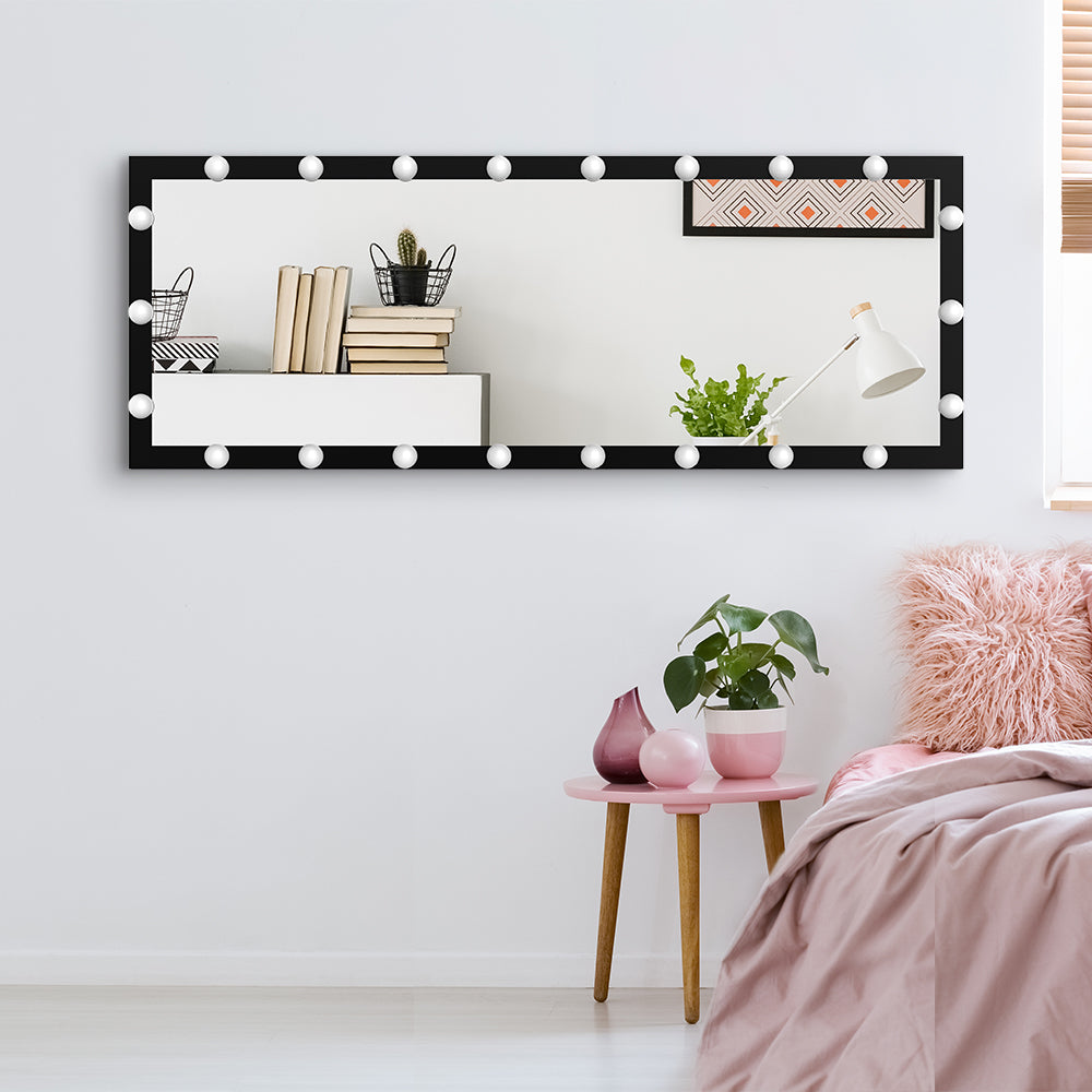 63x24 inch illuminated full body makeup mirror with 3 color modes. Makeup room bedroom wall mounted touchscreen floor mirror i