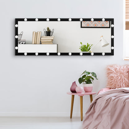 63x24 inch illuminated full body makeup mirror with 3 color modes. Makeup room bedroom wall mounted touchscreen floor mirror i