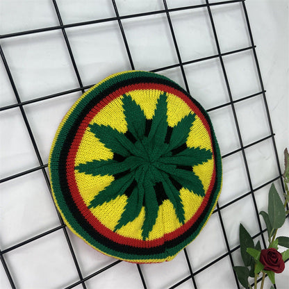 Hand Crocheted Wool Beret Jamaica Colorblock