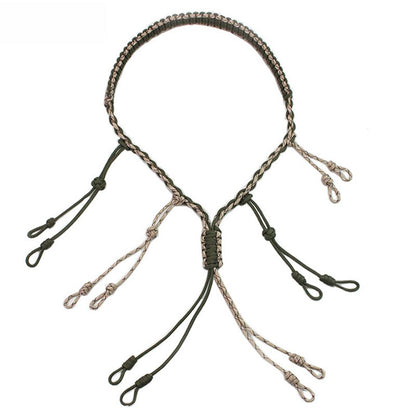 Hunting Decoy Rope Hunting Duck Call Lanyard Cord Hunter Game Whistle Lanyard Hunting Decoy Rope with 12 Adjustable Loops Rings