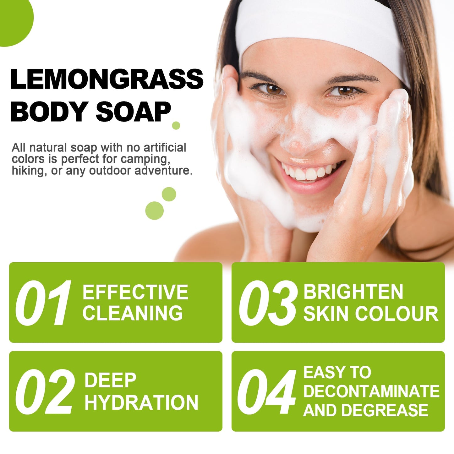 Citronella Bath Soap Gently Cleanses Skin, Lightening Acne Mark, Hydrating Oil Control Whitening Non-Sticky Soap