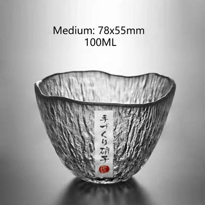 Small personal cup tea tasting cup hammer patterned kung fu heat-resistant glass single cup small cup tea cup