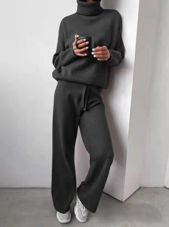 Casual Women Turtleneck Sweater Drawstring Pants