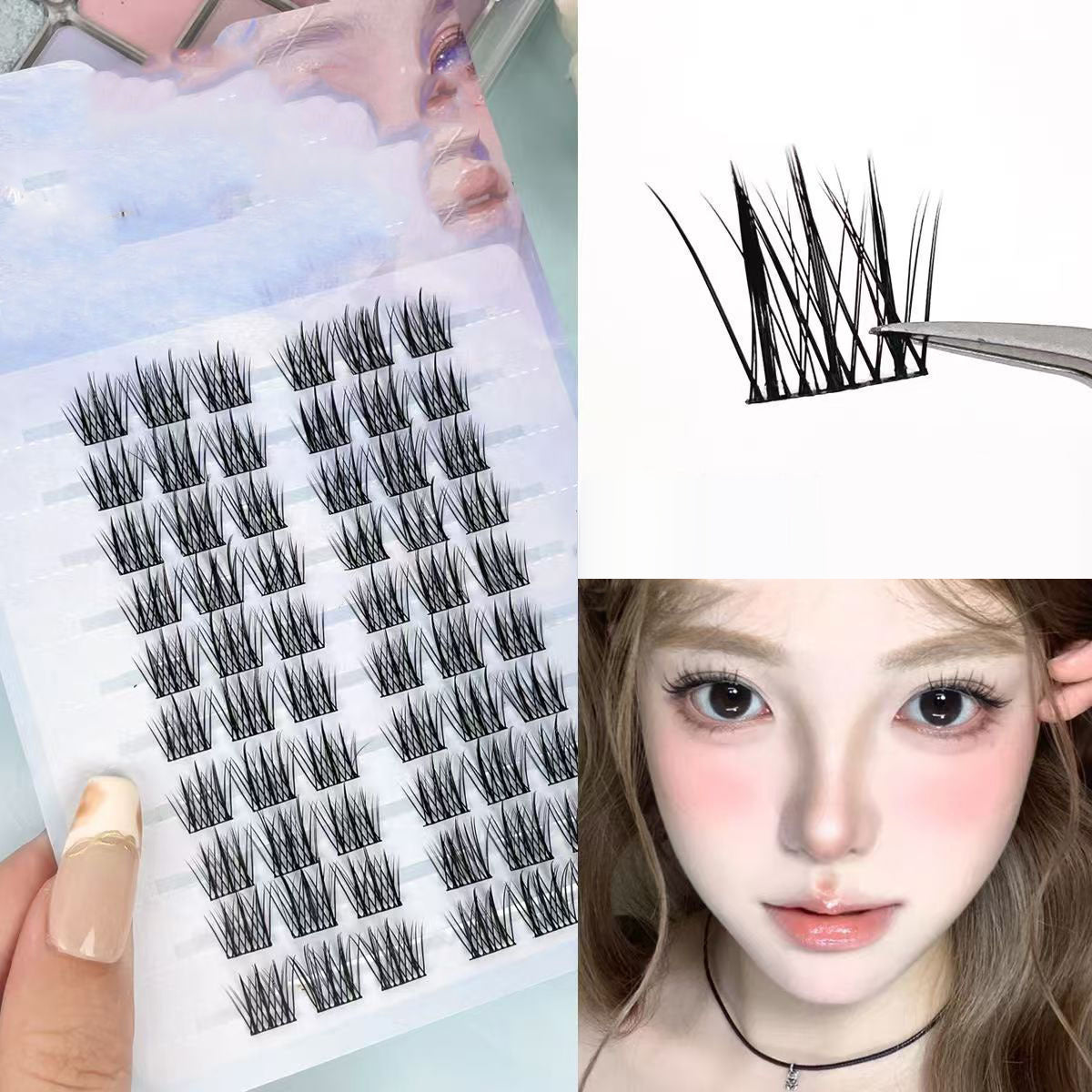 Sunflower Comics Pure Desire Eyelash Simulation Natural Thickening Large Segmented Trilogy False Eyelash Laziness