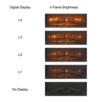 23 inch electric fireplace insert ultra thin heater with log set & realistic flame remote control