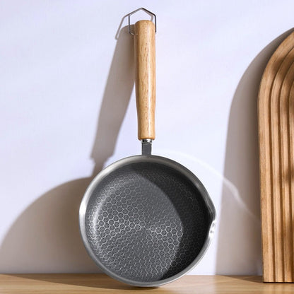 Stainless steel flat bottomed frying pan, non stick pan, deepening multifunctional mini frying pan for steak and eggs, small fry