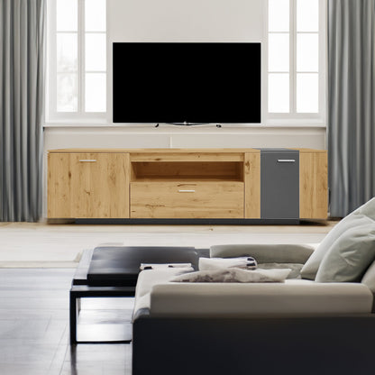 70 inch modern TV stand with 3 cabinets and drawers, entertainment center can accommodate TVs under 80 inches
