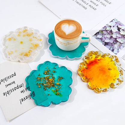 Drip Glue Mold Diy Flower Cherry Blossom Coaster Mold Petal Resin Tray Tea Tray Set Fruit Tray Silicone Mold