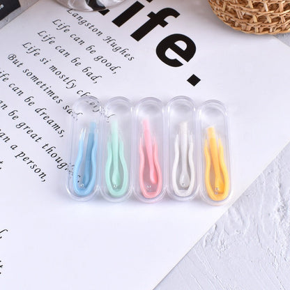Silicone integrated tweezers, suction rod, contact lens extractor, wearing tool