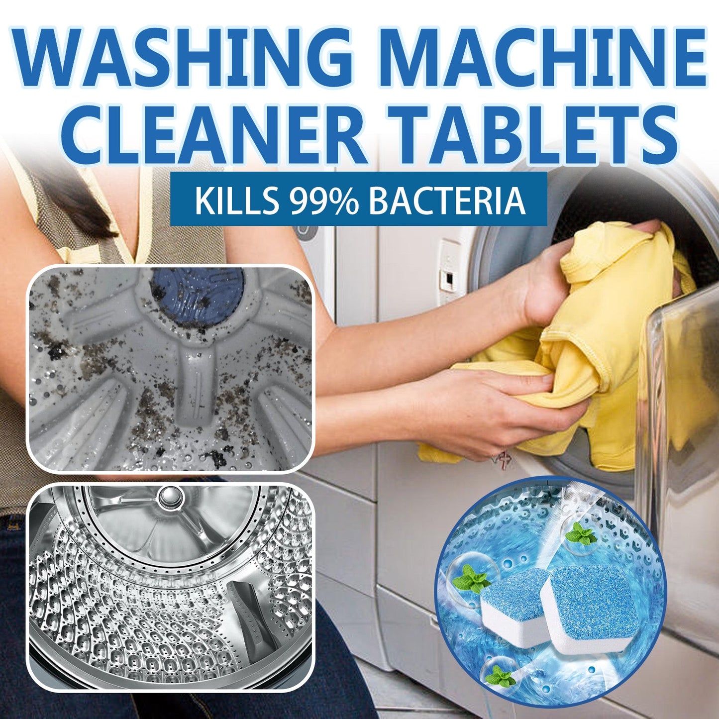 Washing Machine Cleaning Effervescent Tablet, Washing Machine Slot Stain Cleaner Effervescent Tablet Automatic Cleaning