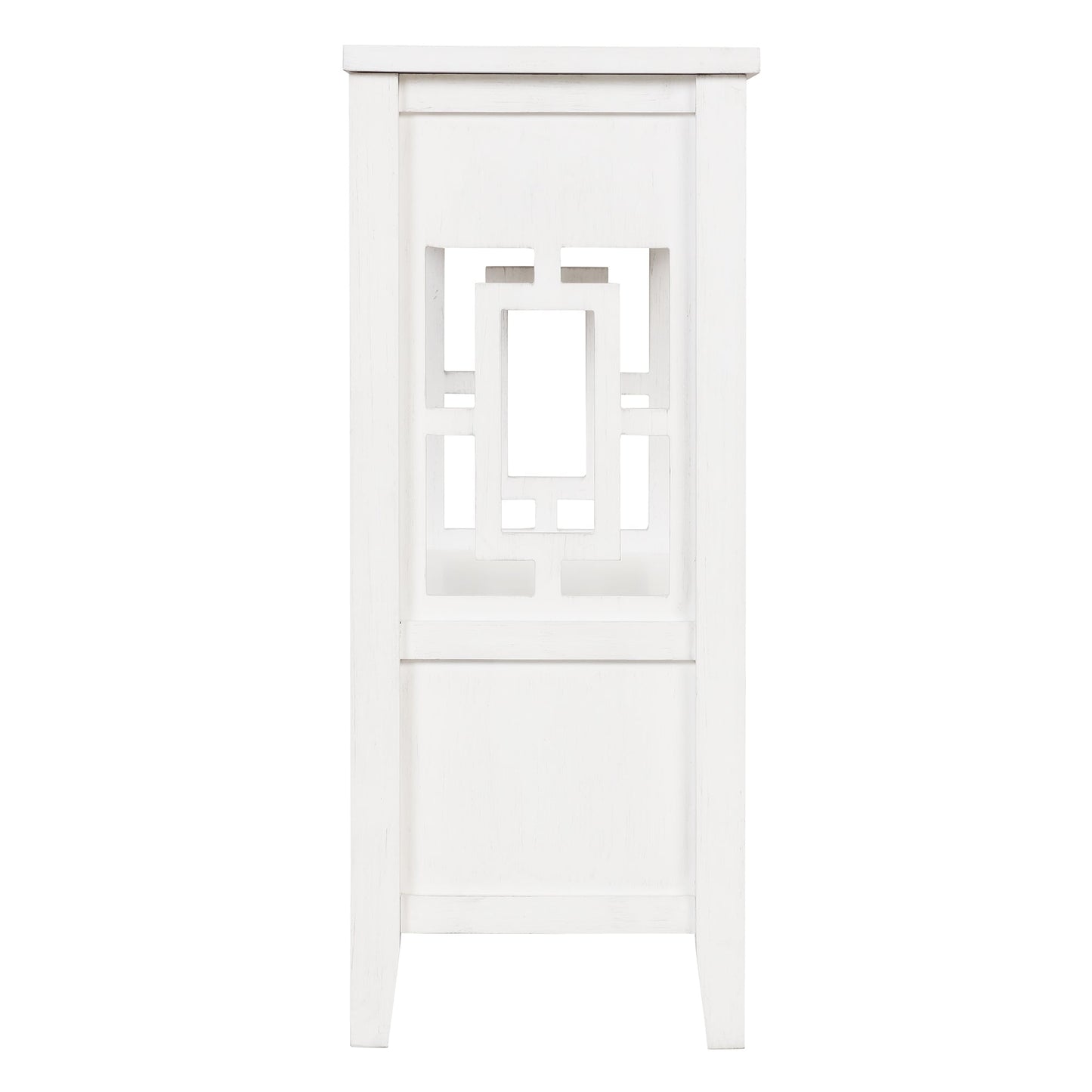 36'' Farmhouse Pine Wood Console Table Entry Sofa Table with 4 Drawers & 1 Storage Shelf (Antique White)