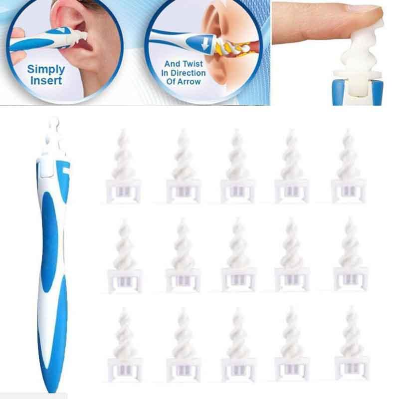 Ear Cleaner 16 Replacement Tips Earpick Easy Ear Wax Remover Spiral Earwax Cleaner Health Ear Cleaner Hearing Aid Ear Care Tools