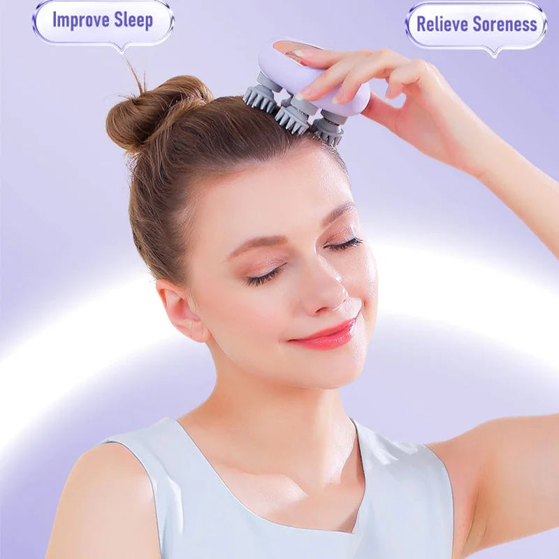 Mini Electric Head Massager Relax Shoulder Neck Deep Tissue Red Light Therapy Body Scalp Massage Kneading Vibrating Device