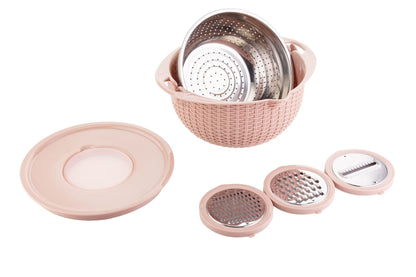 Stainless steel water filter basin household rotatable double layer vegetable washing and draining basket stainless steel line
